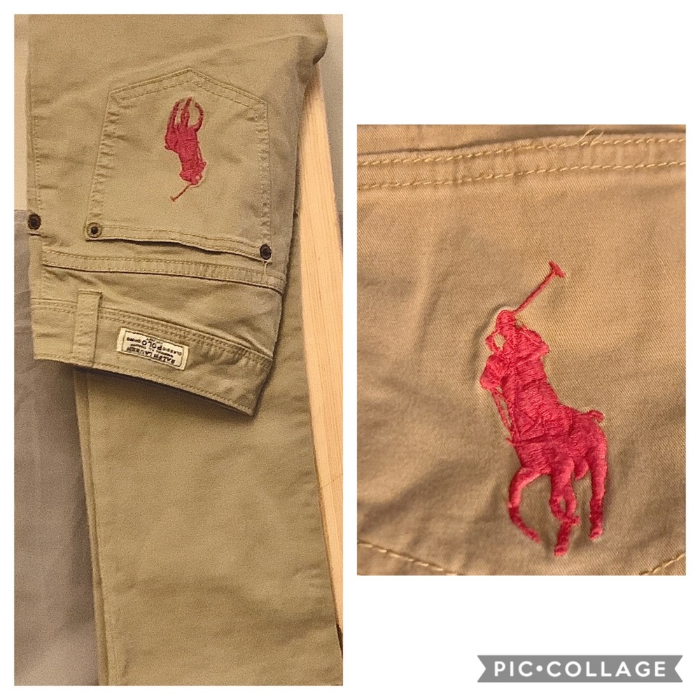 Ralph Lauren pink logo tan skinny jeans girl's 7